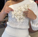 Blusa White Flower Tricot