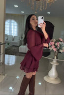 Vestido Romance Marsala  Leveza, Movimento e Sofisticação