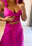 Conjunto Clara Cropped e Saia Midi