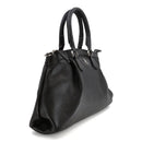 Bolsa Tote Preto Couro Legítimo Detalhe Franzido